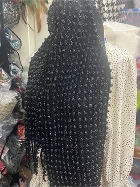 Collections 18 scarf of France SOF4048 Black silver metallic knit fringe S215